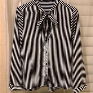 Navy blue and white button down